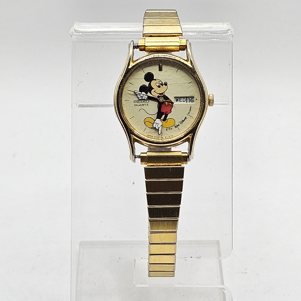 1990's Women's Seiko Mickey Mouse BY03-0049 Gold Wristwatch Untested